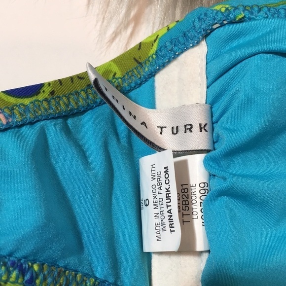 Trina Turk Woodblock Floral Bandeau Bikini top - Picture 6 of 8